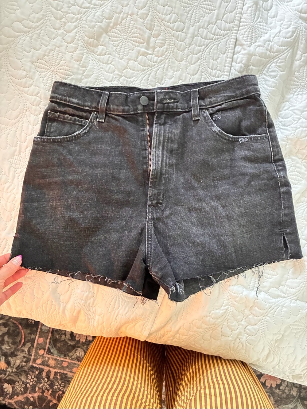 BDG Black Frayed Hem Denim Shorts